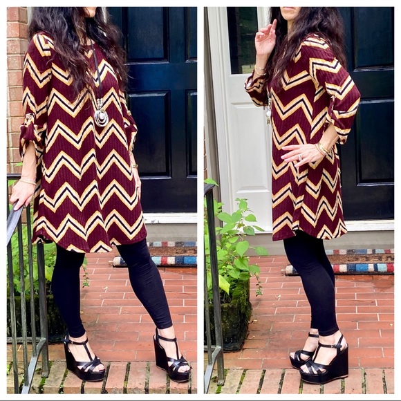 CHEVRON PRINT TUNIC DRESS - Picture 7 of 15